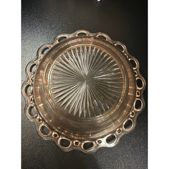 Pink Depression Glass Old Colony Lace Edge Bowl & Divided Plate Set - Picture 7 of 9